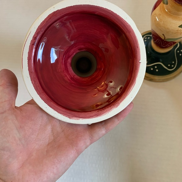 Ceramic Apple Candle Stick Holders Set of 2 Country Cottage Kitchen - Picture 6 of 8